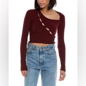 NWT COTTON CITIZEN 90s Capri Crop Cutout Shirt in Burgundy